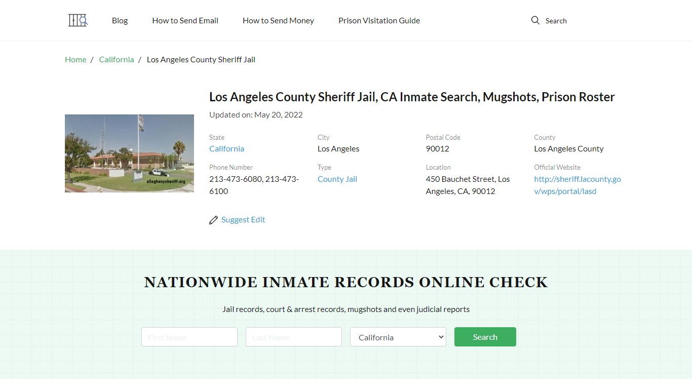 Los Angeles County Sheriff Jail, CA Inmate Search, Mugshots, Prison ...